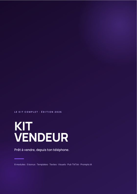 La couverture du manuel Kit Vendeur.